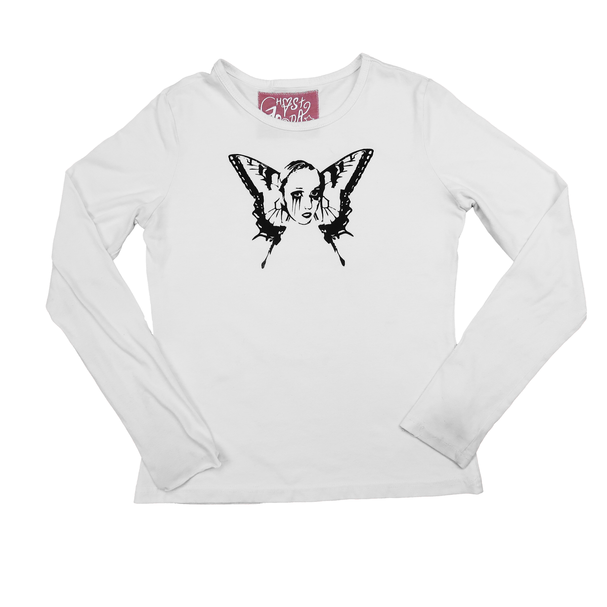 "Weeping Butterfly" White Long Sleeve - Small