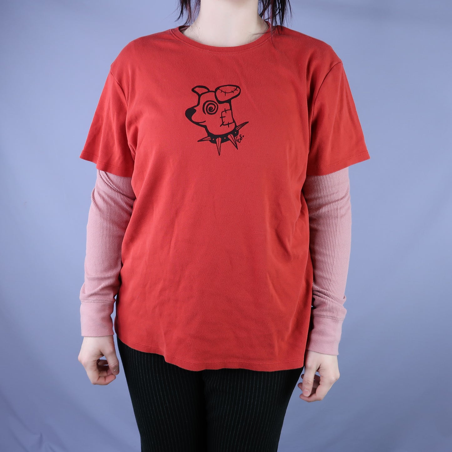 "Patches the Dog" Red Fitted Tee - XL
