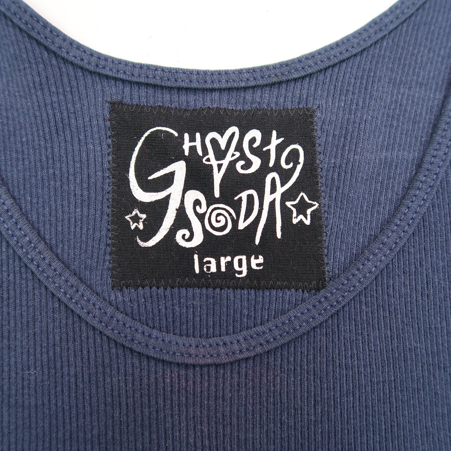"Patches the Dog" Navy Blue Ribbed Tank - Large