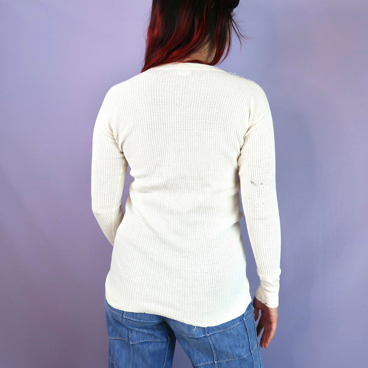 "Weeping Butterfly" Cream Thermal Long Sleeve - Small