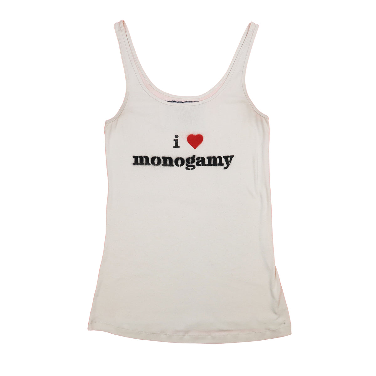 "I Love Monogamy" Cream Tank Top - Large