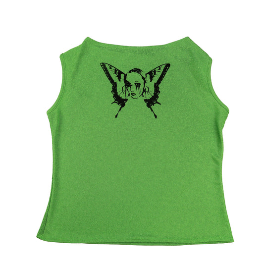 "Weeping Butterfly" Green Tank Top - Large