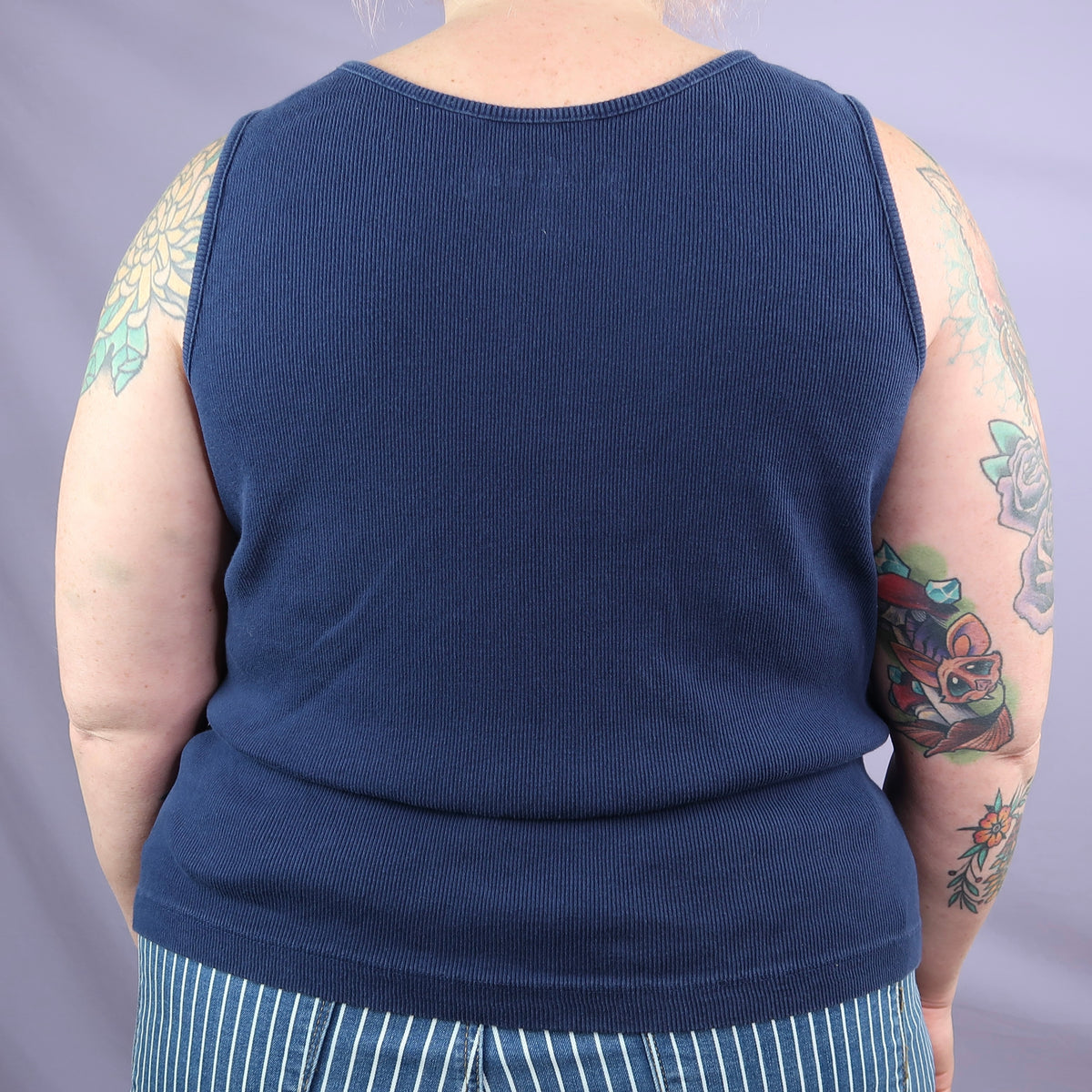 "I See All" (Eye Spiral) Navy Blue Ribbed Tank Top - XXXL
