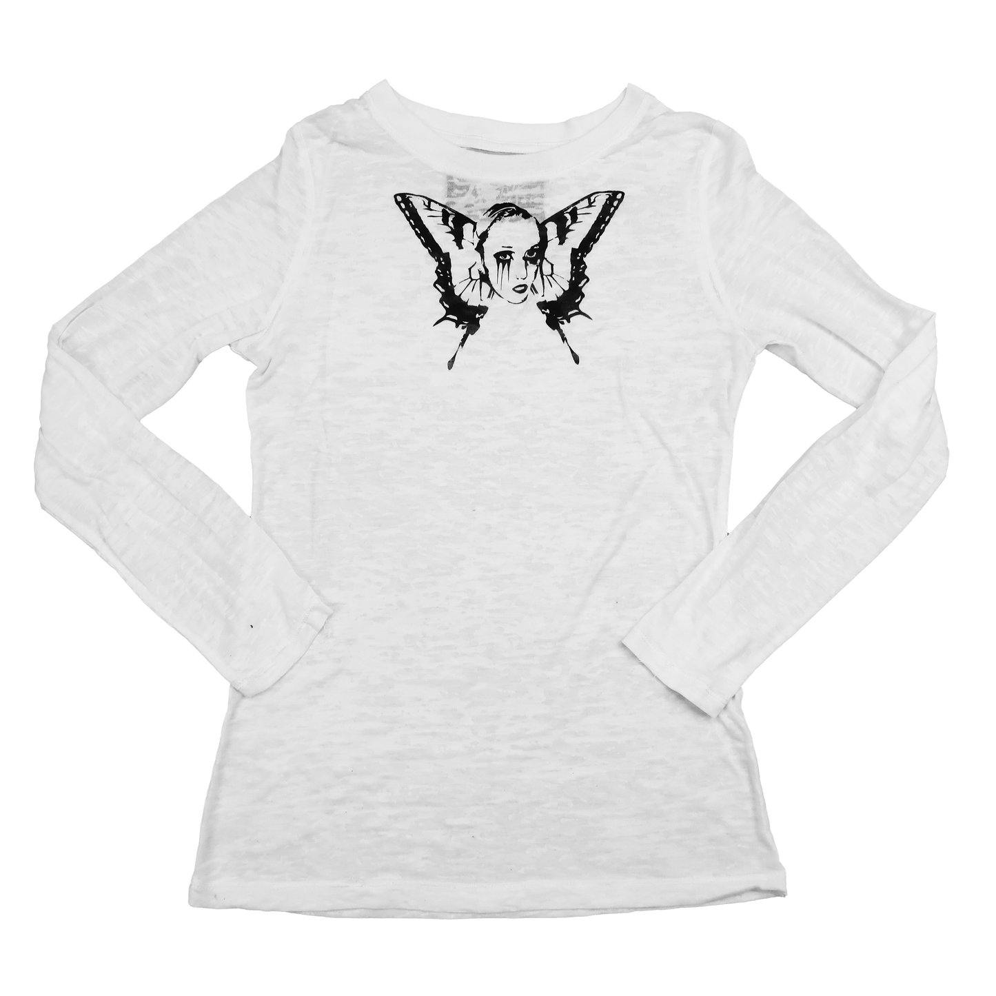 "Weeping Butterfly" White Semi-Transparent Top - Small