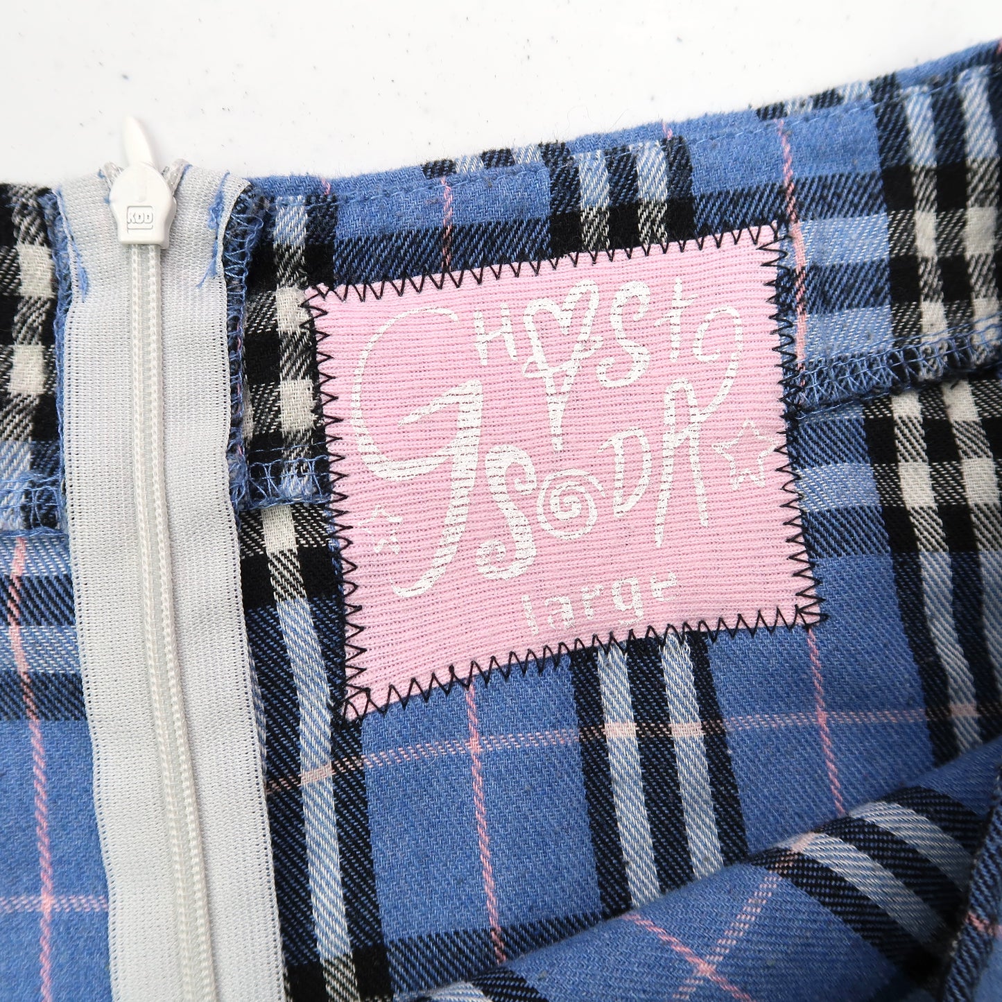 "Grim Skull" Blue Plaid Skirt - Large