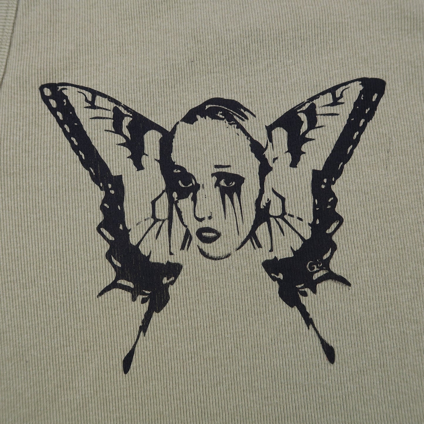 "Weeping Butterfly" Army Green Tank Top - Large