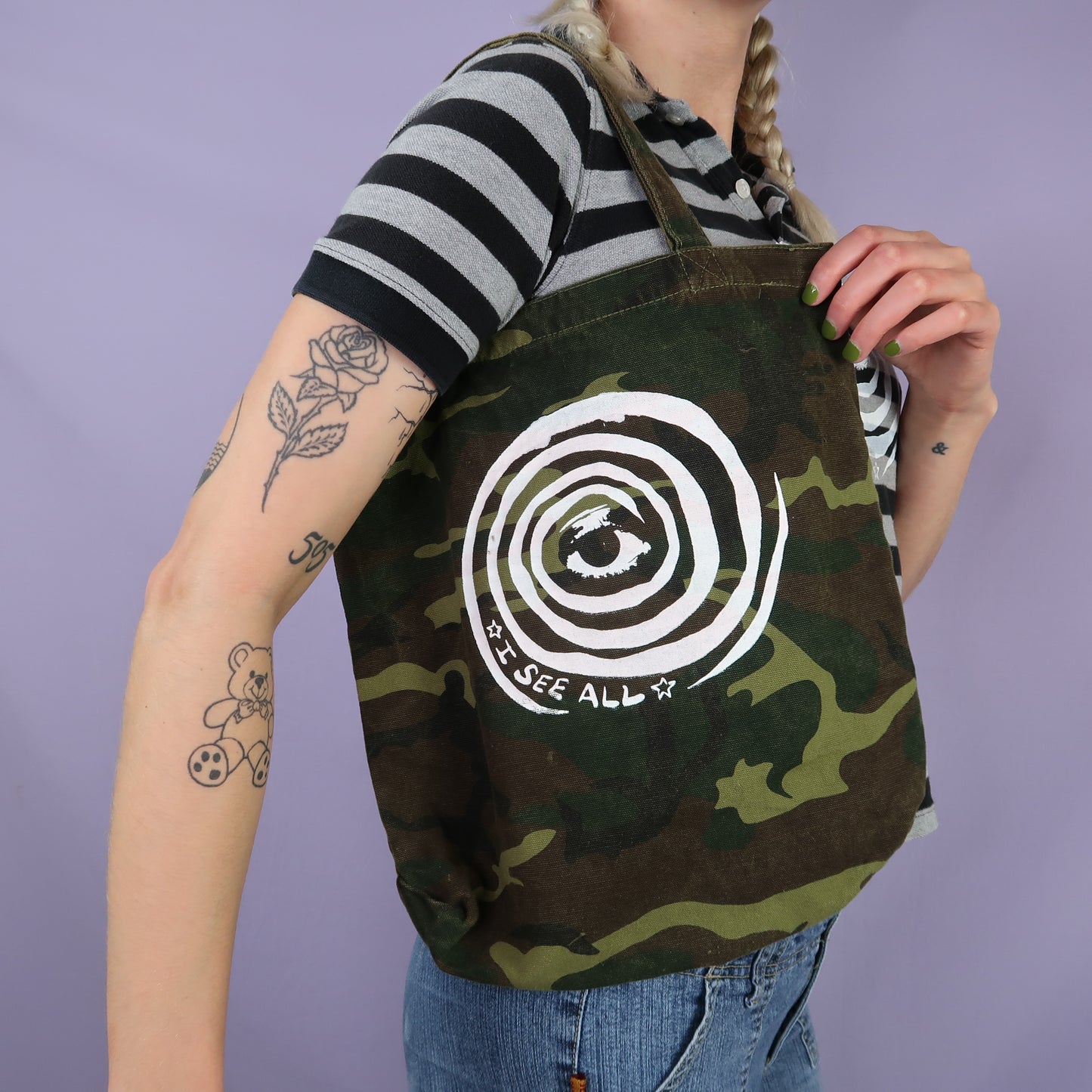 "I See All (Eye Spiral)" Camouflage Tote Bag