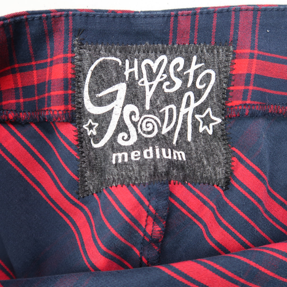 "Grim Skull" Red Plaid Skirt - Medium