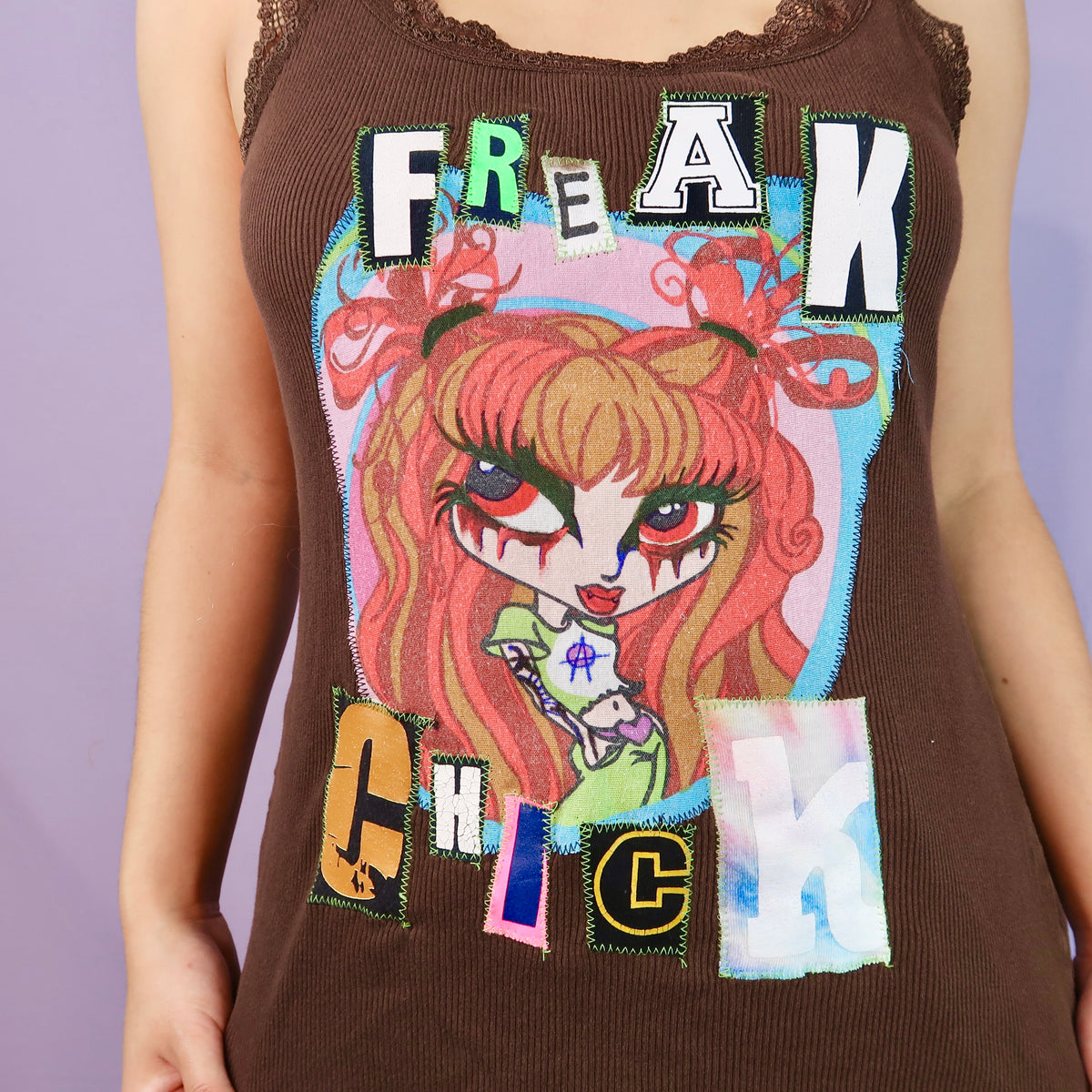 1OF1 "FREAK CHICK" Ghost Soda Original Patchwork Tank - Medium
