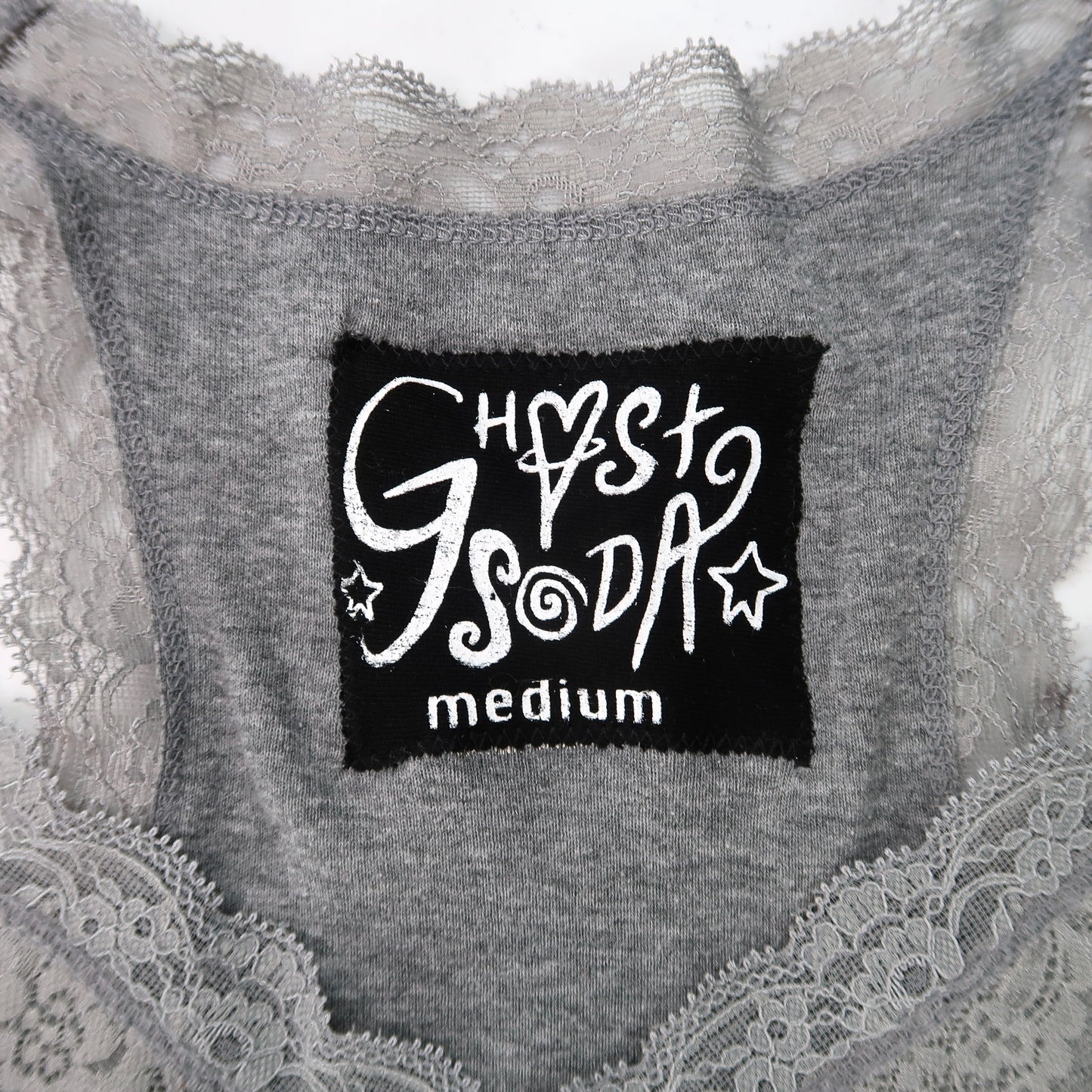 "Melted Visions" Gray Lace Tank Top - Medium
