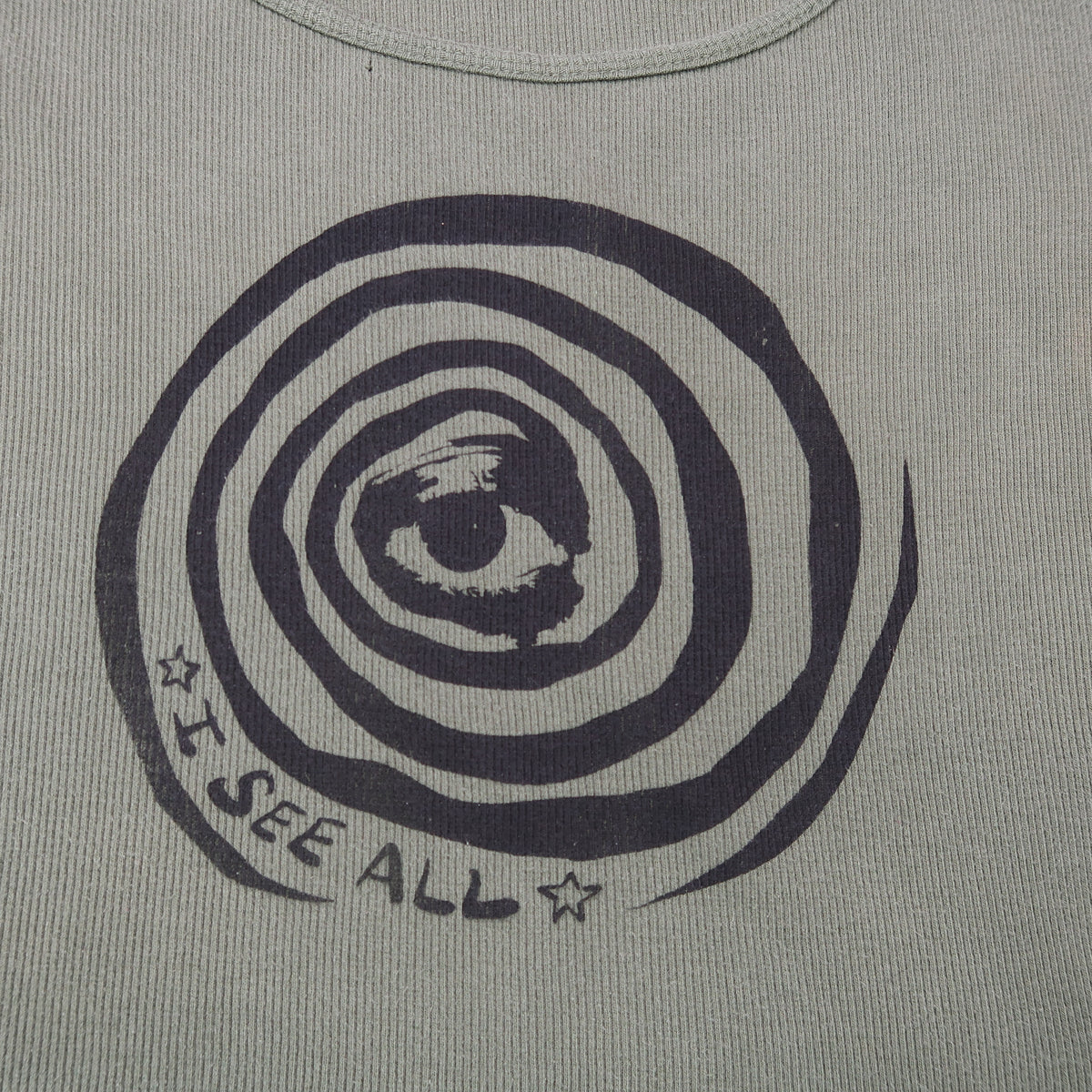 "I See All" (Eye Spiral) Army Green Ribbed Tank Top - 2XL
