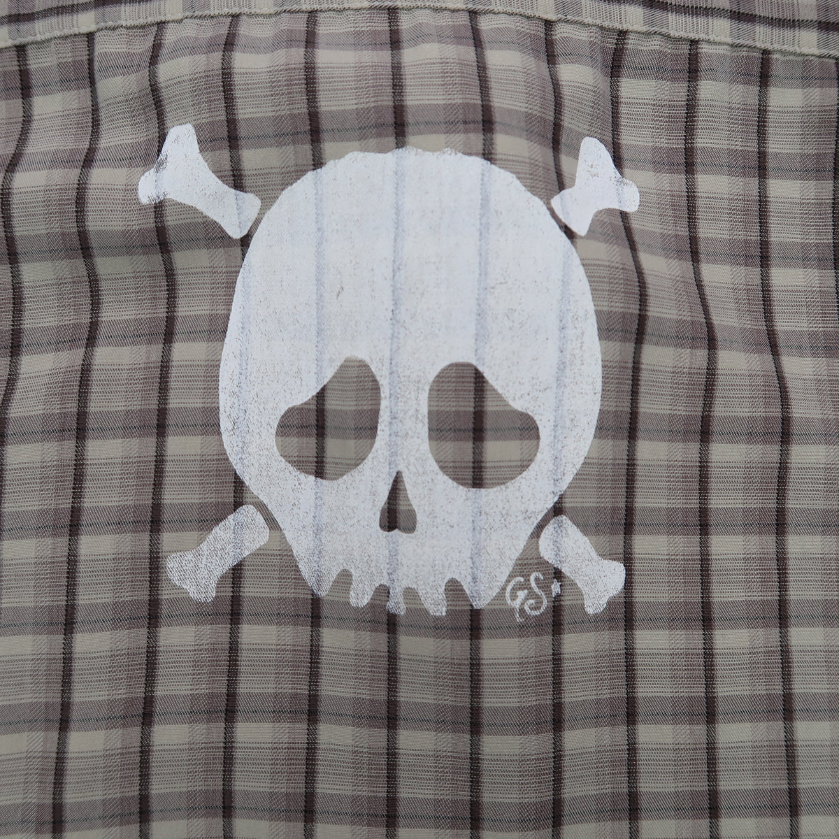 "Grim Skull" Plaid Button Up - Large