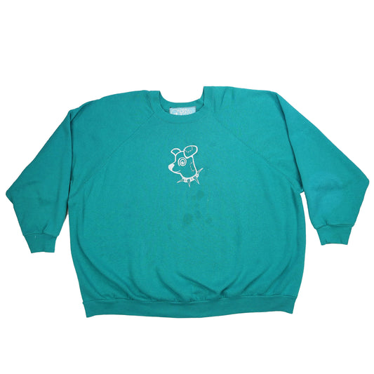 "Patches the Dog" Teal Sweatshirt - XL