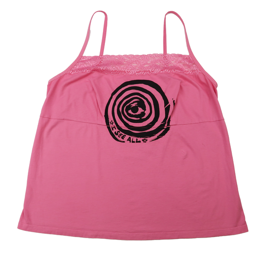 MISPRINT "I See All" (Eye Spiral) Hot Pink Lace Tank Top - 2XL