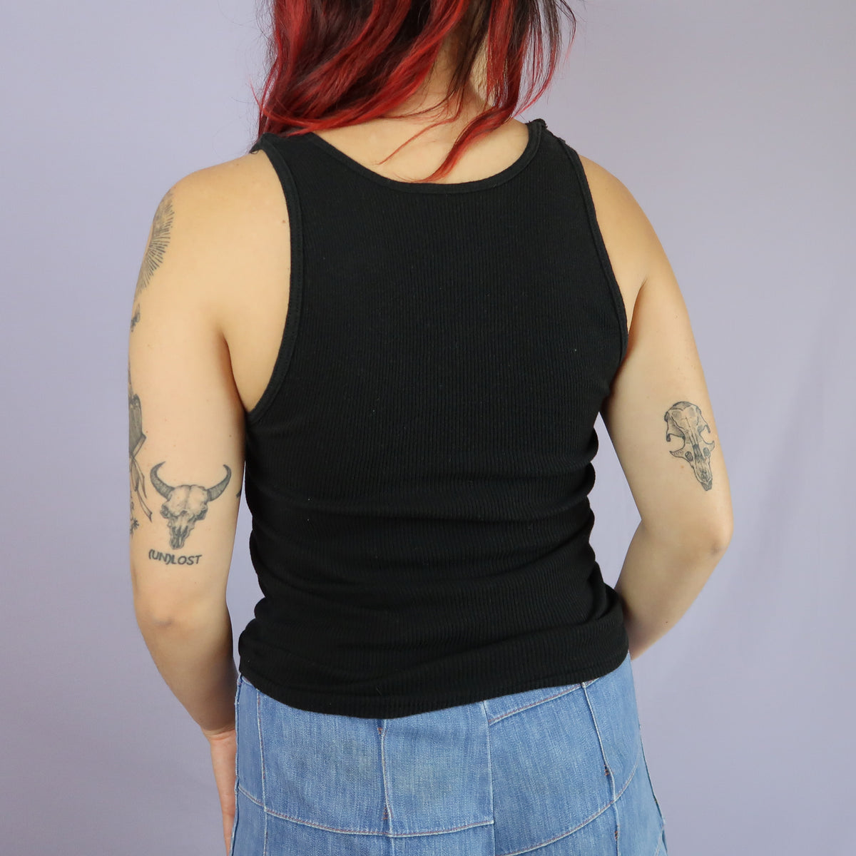 "I See All" (Eye Spiral) Black Ribbed Tank Top- Medium