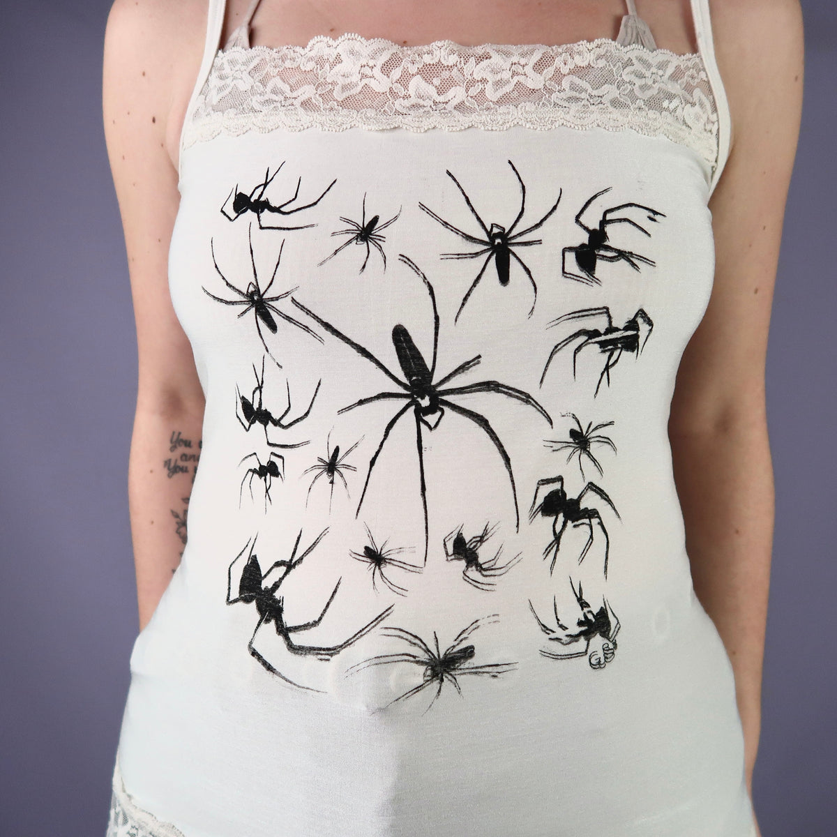 MISPRINT "I Love Spiders" Lace Tank Top - Medium