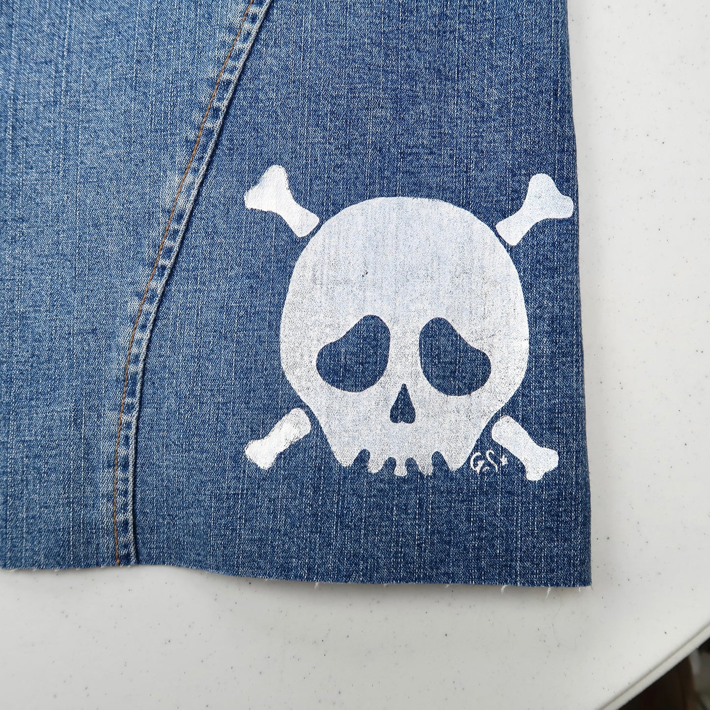 "Grim Skull" Denim Skirt - XL