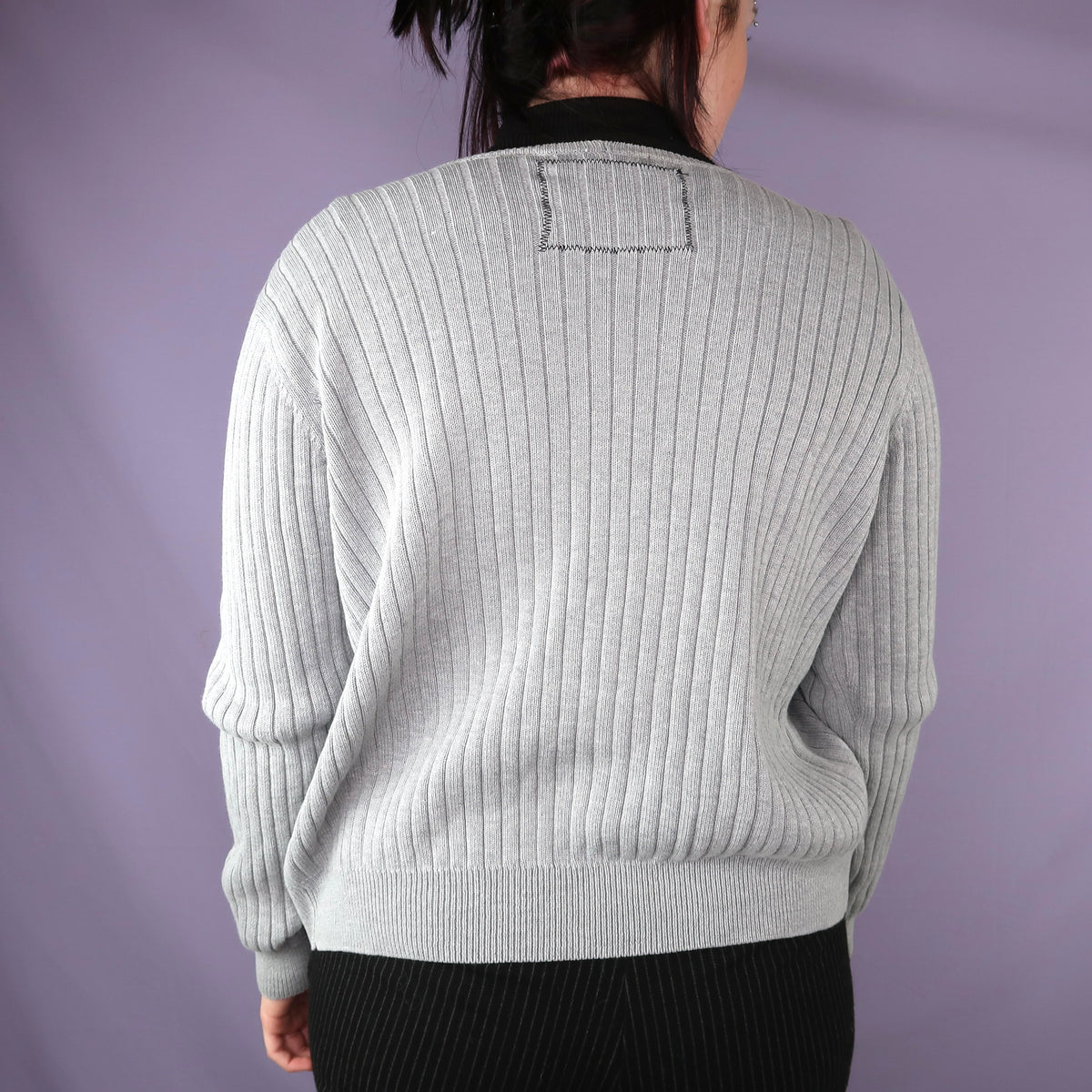 "Grim Skull" Light Grey Cardigan - Medium