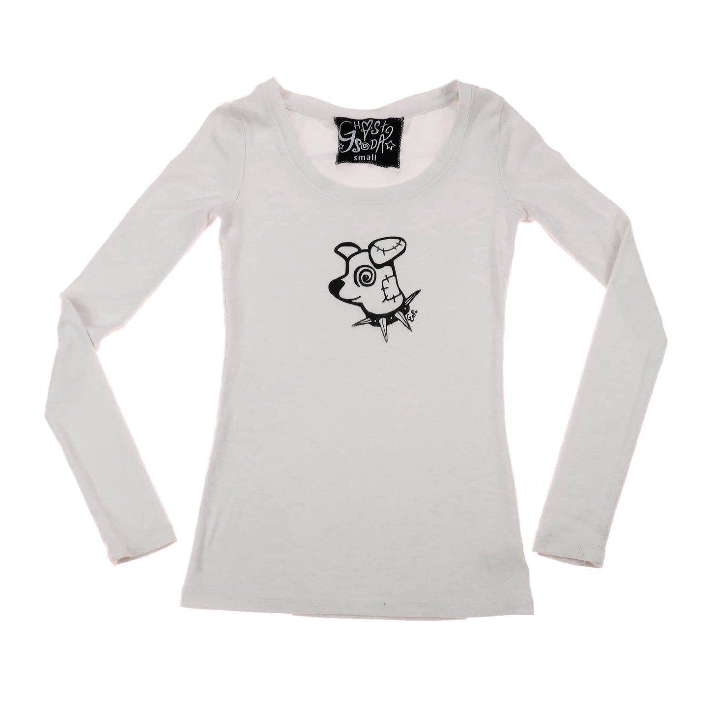 "Patches the Dog" White Long Sleeve Shirt - Small