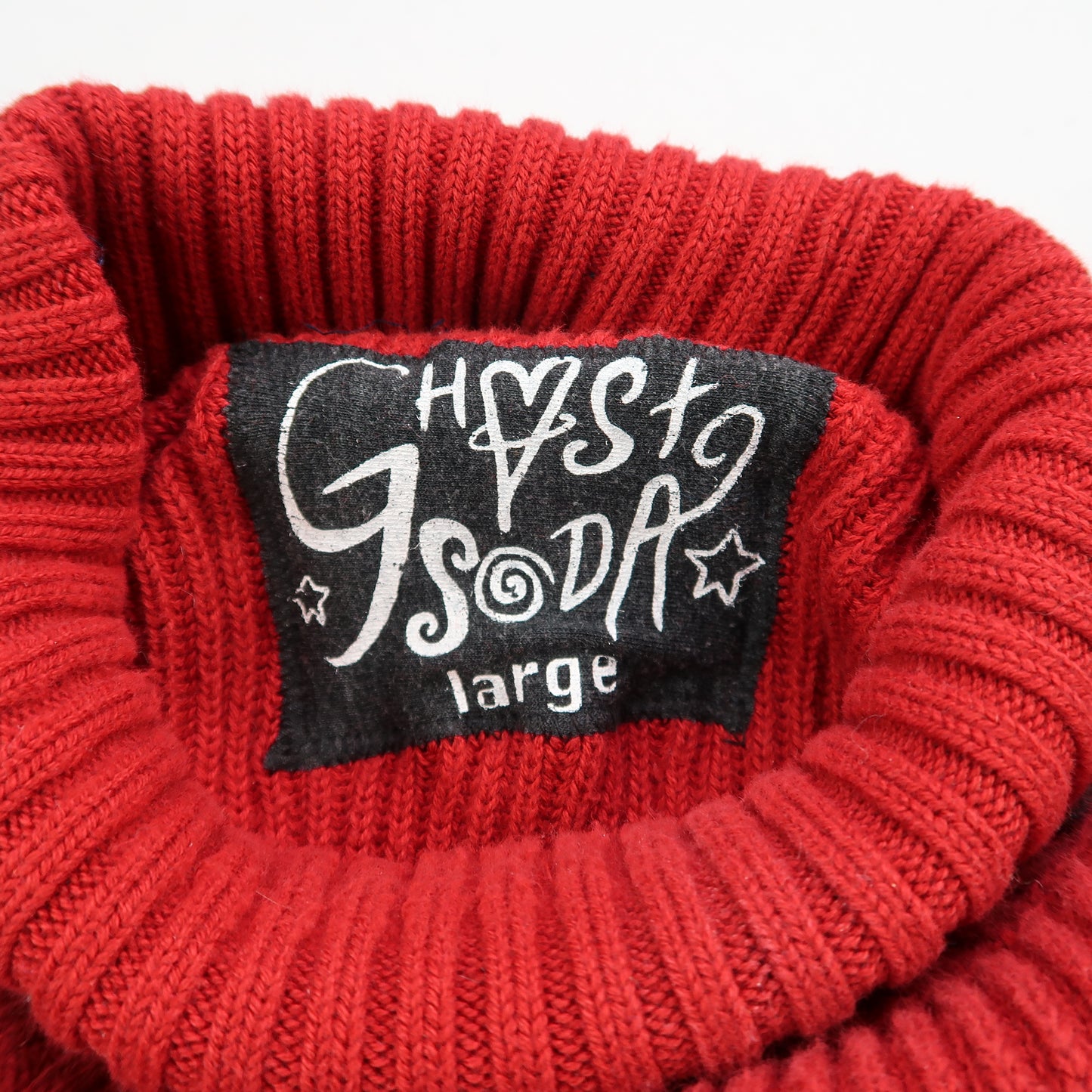 "Grim Skull" Red Ribbed Sweater - Large