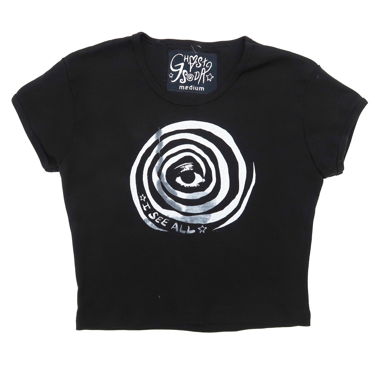 MISPRINTS "I See All" (Eye Spiral) Black Crop Top