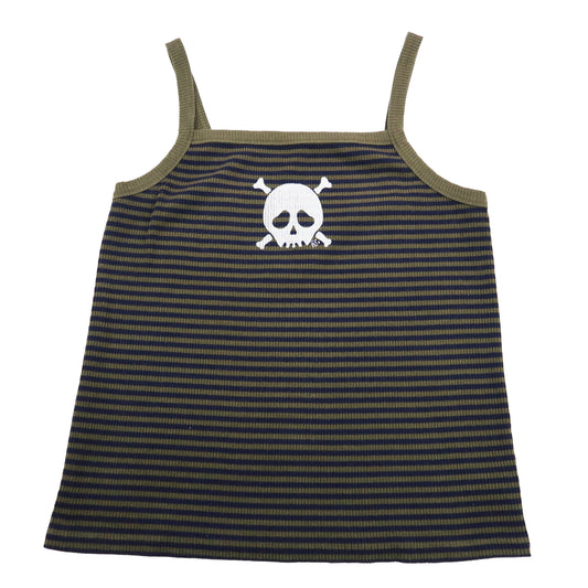 "Grim Skull" Striped Tank Top - 2XL