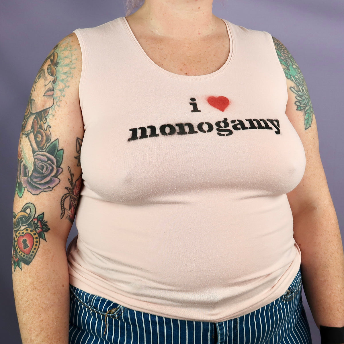 "I Love Monogamy" Pink Tank Top - 2XL