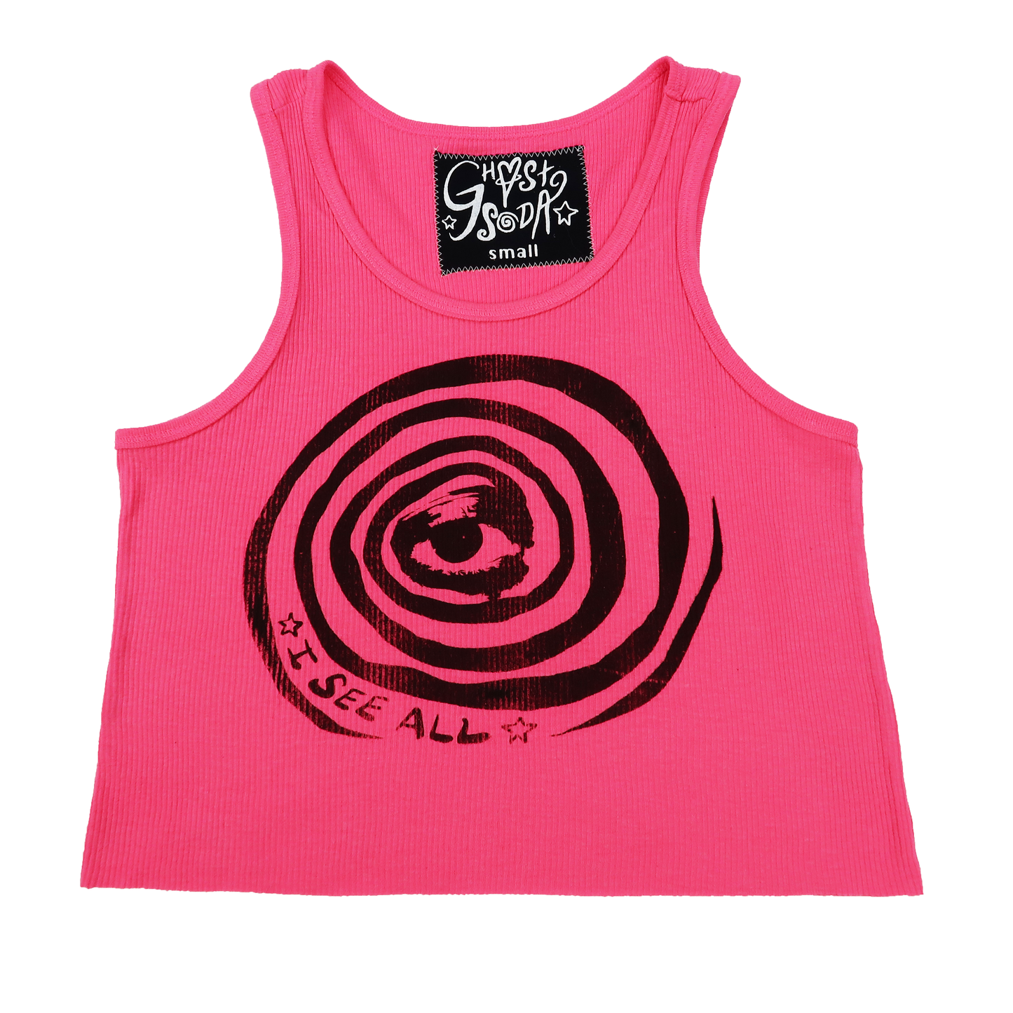 "I See All" (Eye Spiral) Pink Ribbed Tank - Small