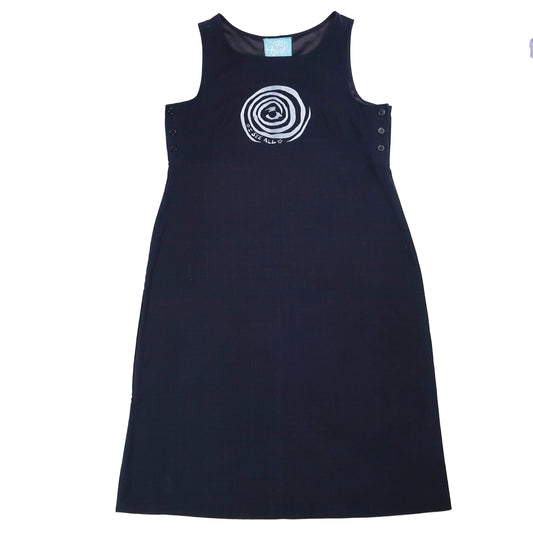 "I See All" (Eye Spiral) Navy Blue Plaid Maxi Dress - Extra Large