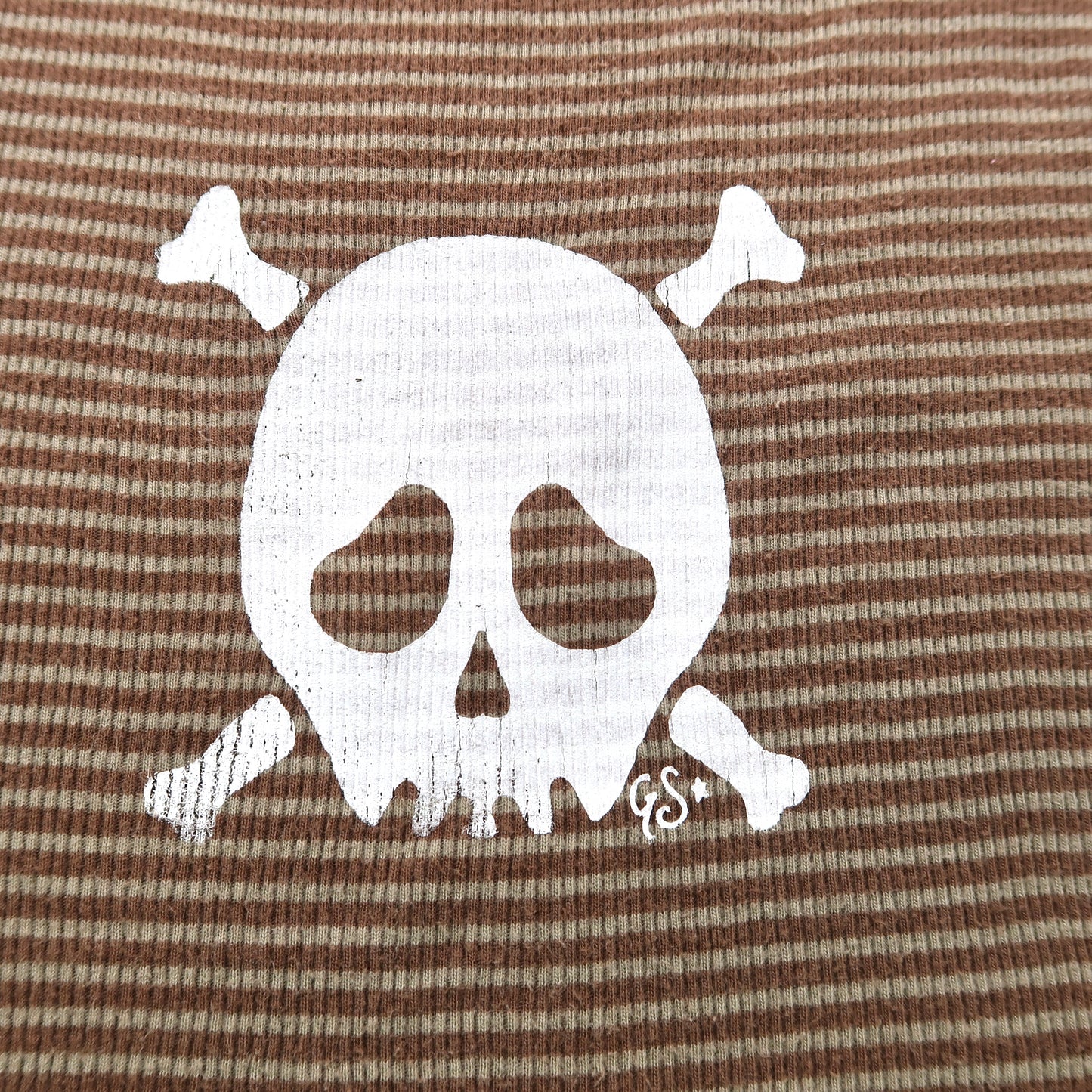 "Grim Skull" Brown Striped Tank Top - Small