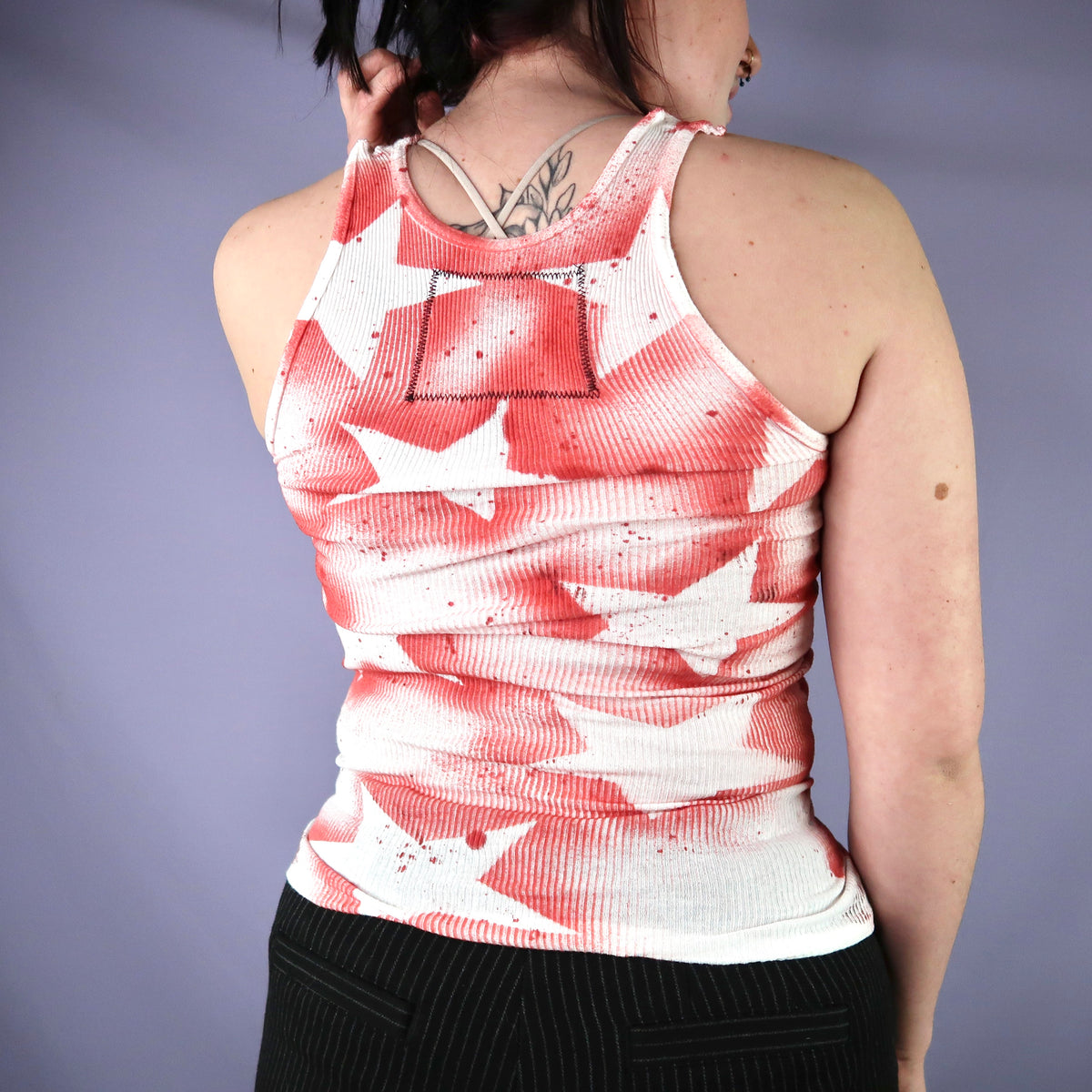 "Superstar" Red and White Star Tank Top - Small