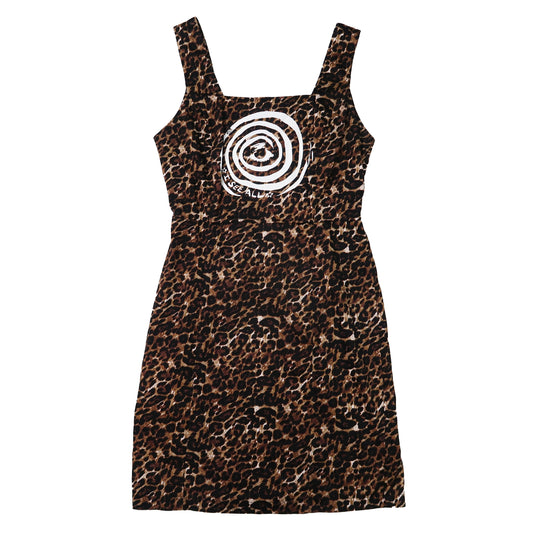 "I See All" (Eye Spiral) Cheetah Print Dress - Small