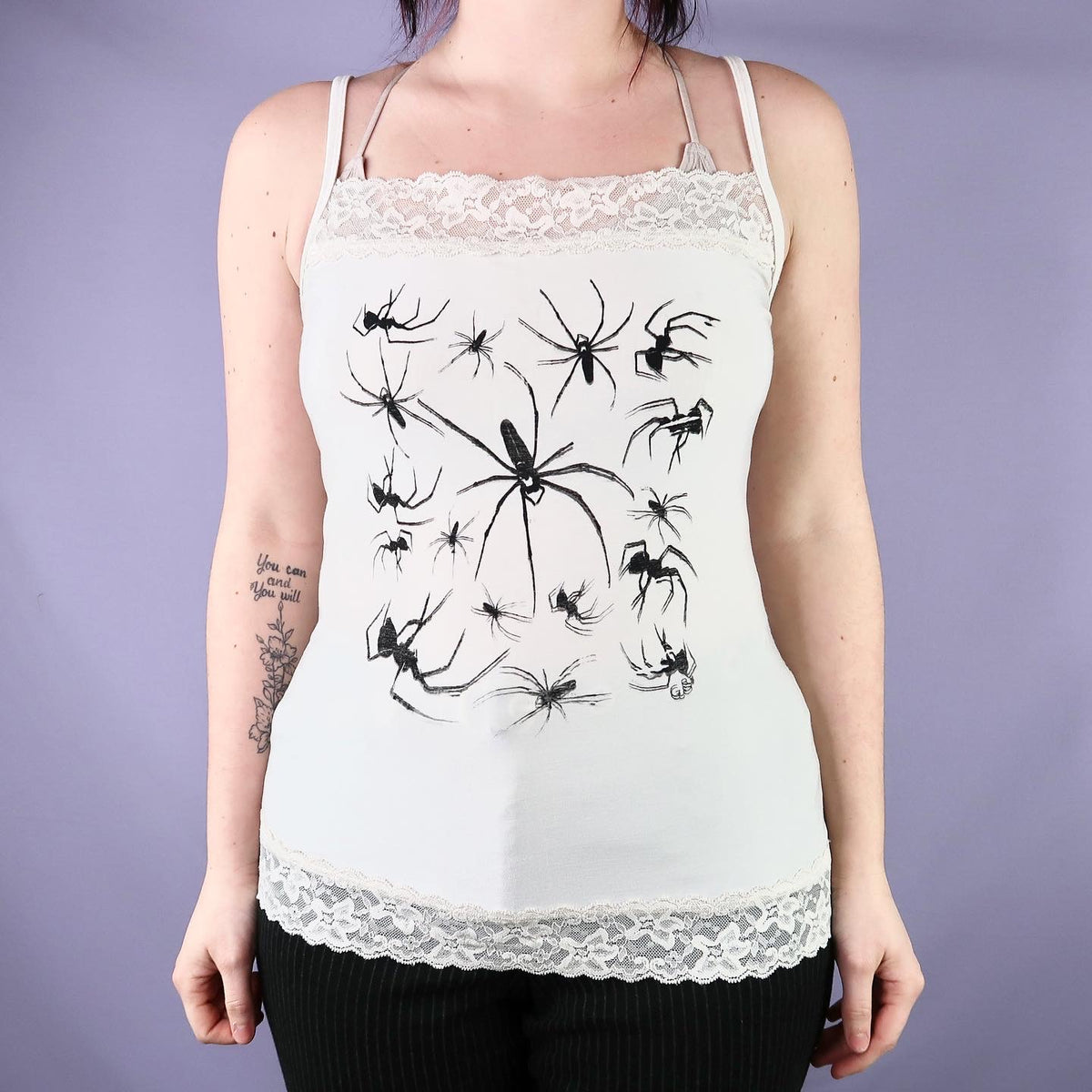 MISPRINT "I Love Spiders" Lace Tank Top - Medium