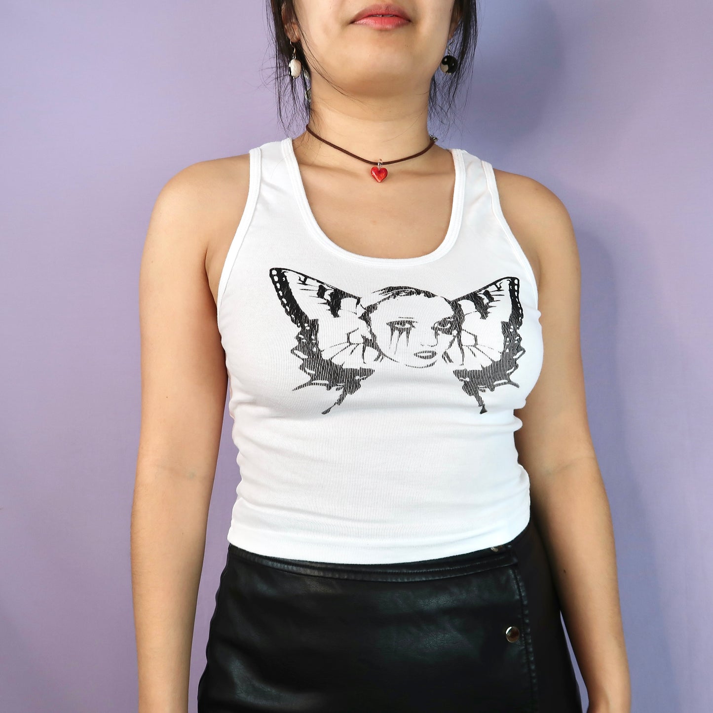 "Weeping Butterfly" White Tank Top