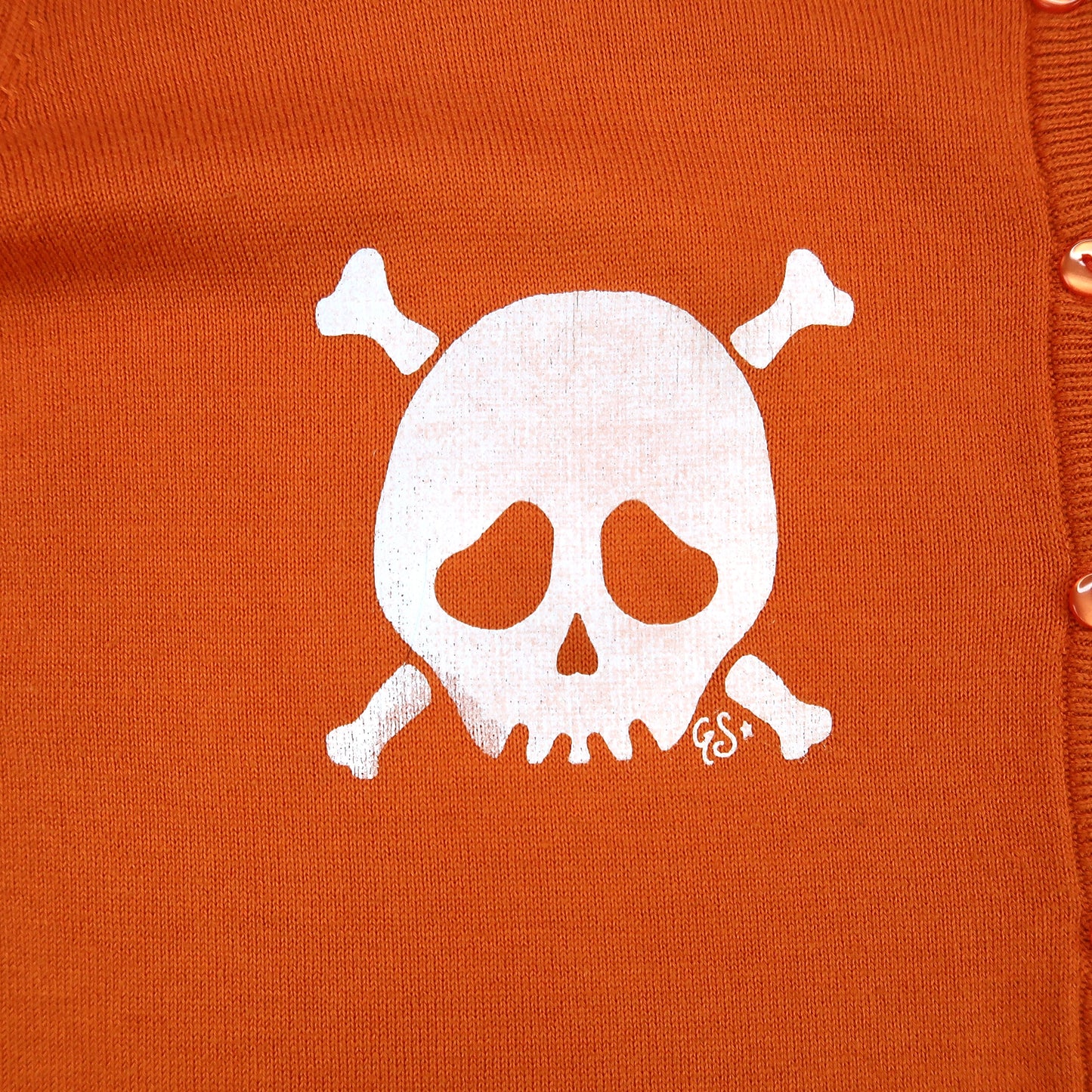 "Grim Skull" Orange Cardigan Sweater - 3XL