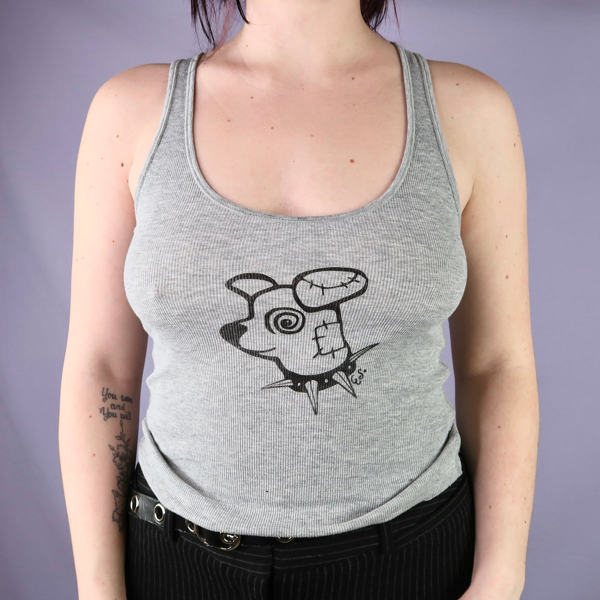 "Patches the Dog" Gray Tank Top - Medium