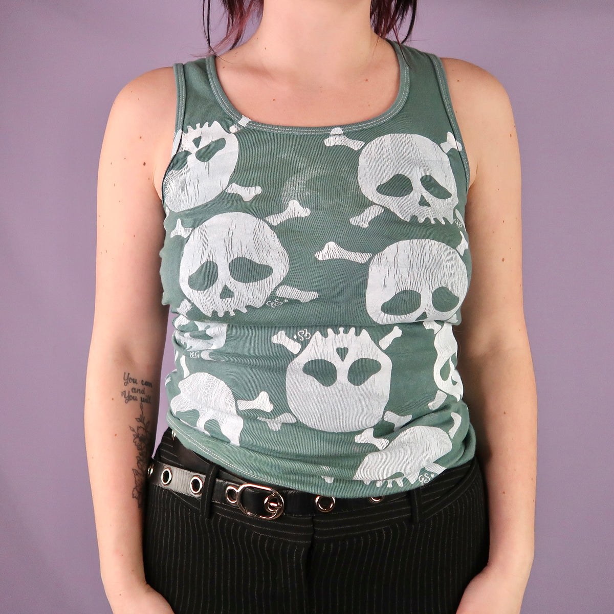 "Grim Skull" AOP Teal Tank - Small
