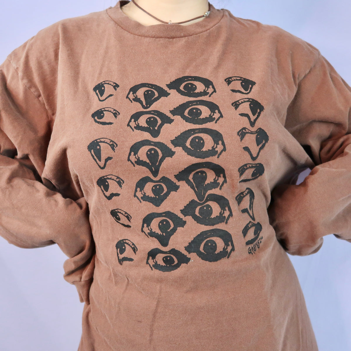 "Melted Visions" Brown Long Sleeve Shirt - Large