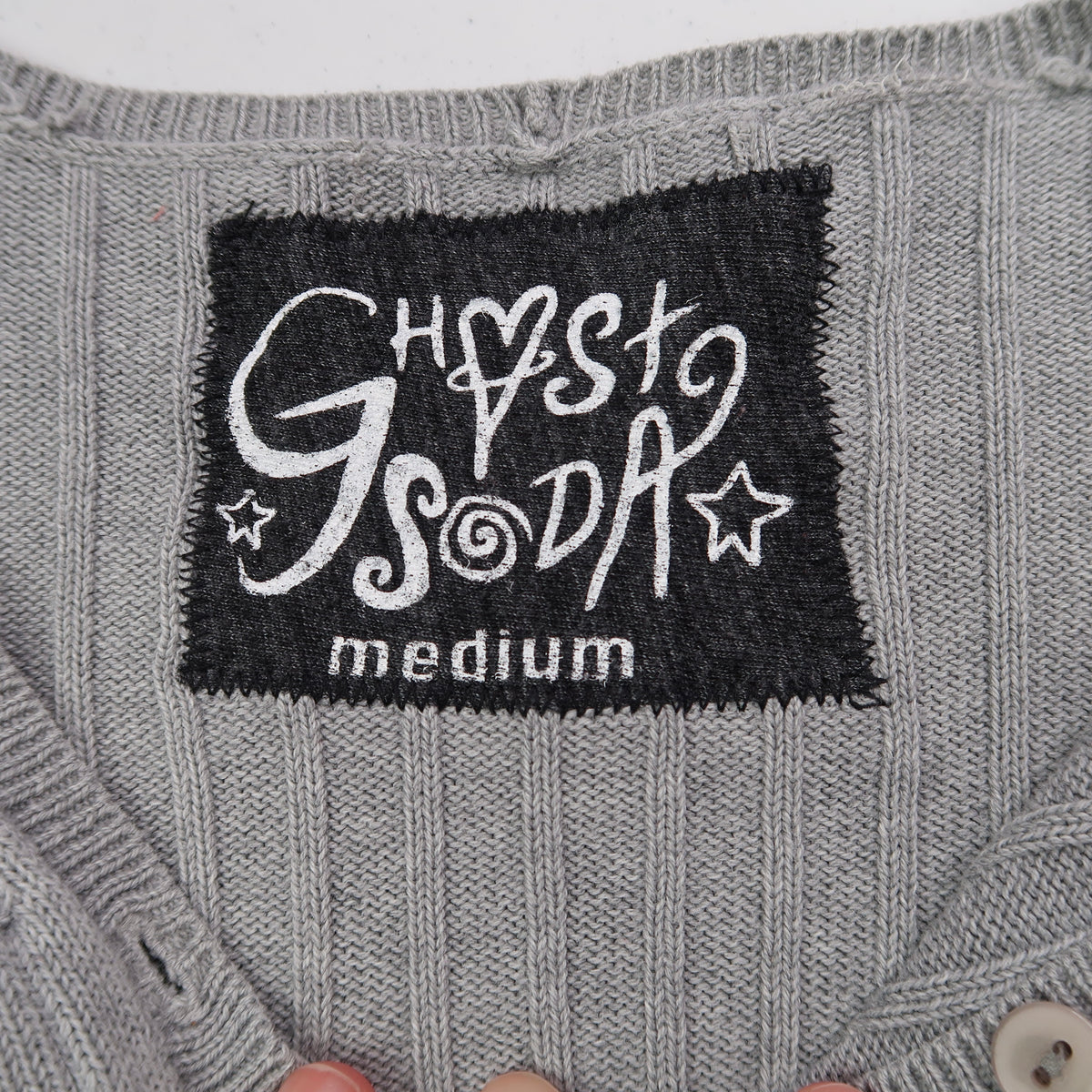 "Grim Skull" Light Grey Cardigan - Medium