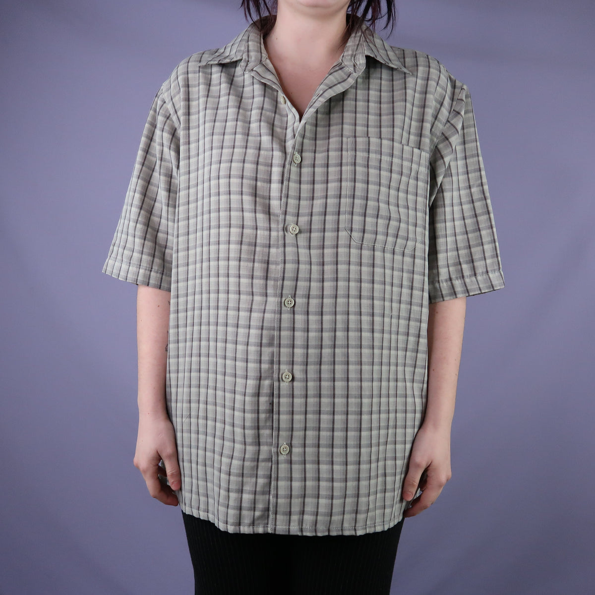 "Grim Skull" Plaid Button Up - Large