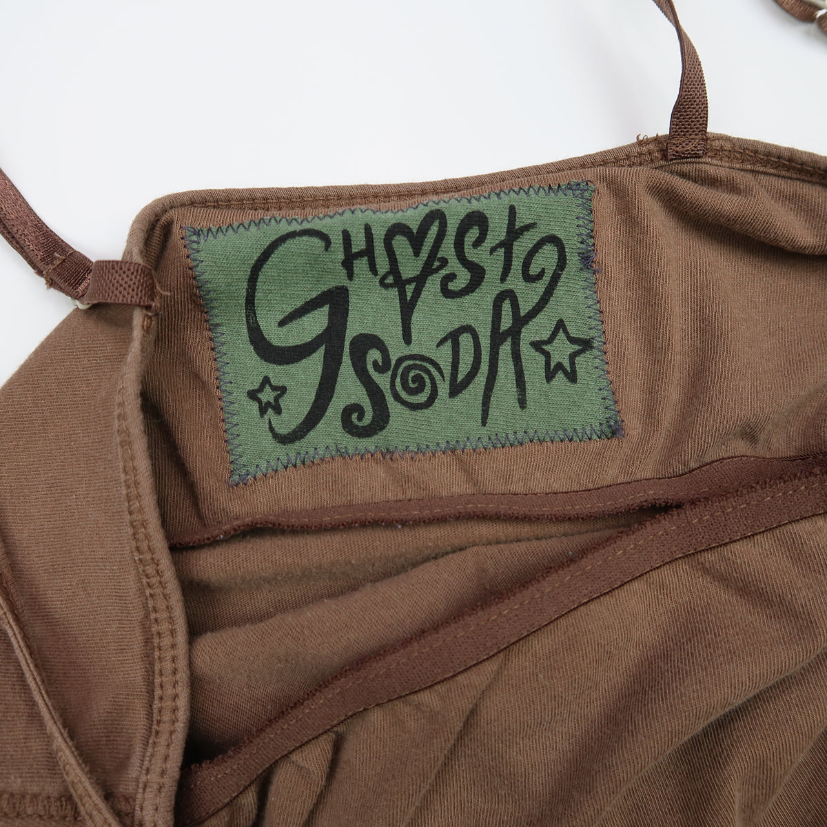 "Grim Skull" Brown Lace Tank Top - Small
