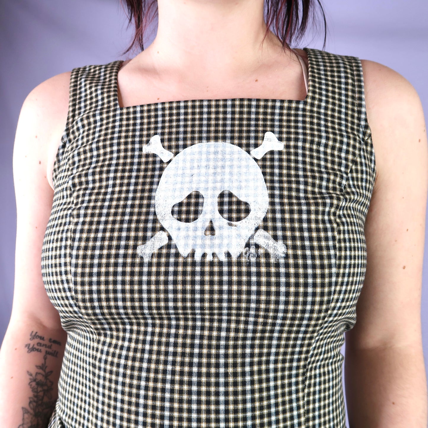 "Grim Skull" Plaid Tank Top - Medium