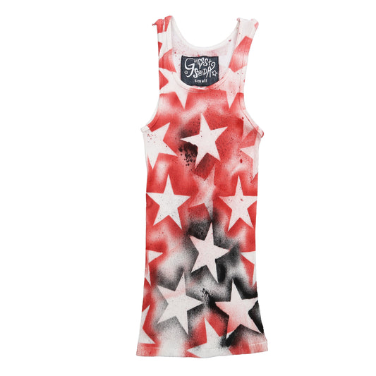 "Superstar" Red and White Star Tank Top - Small