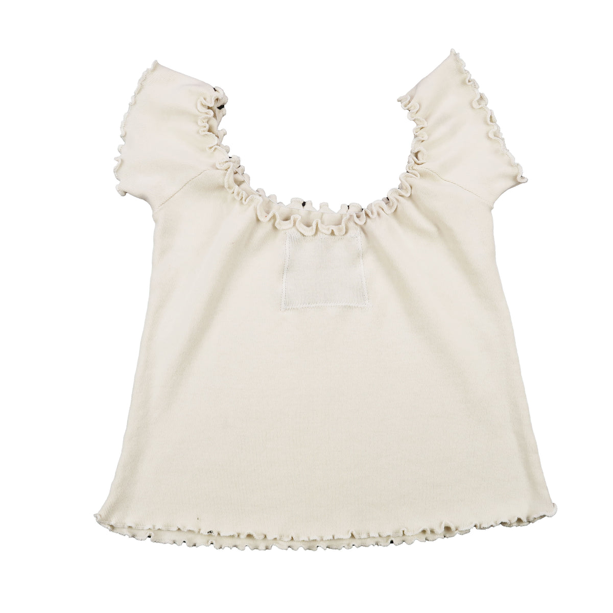 "Weeping Butterfly" Lettuce Hem Cream Top - Medium