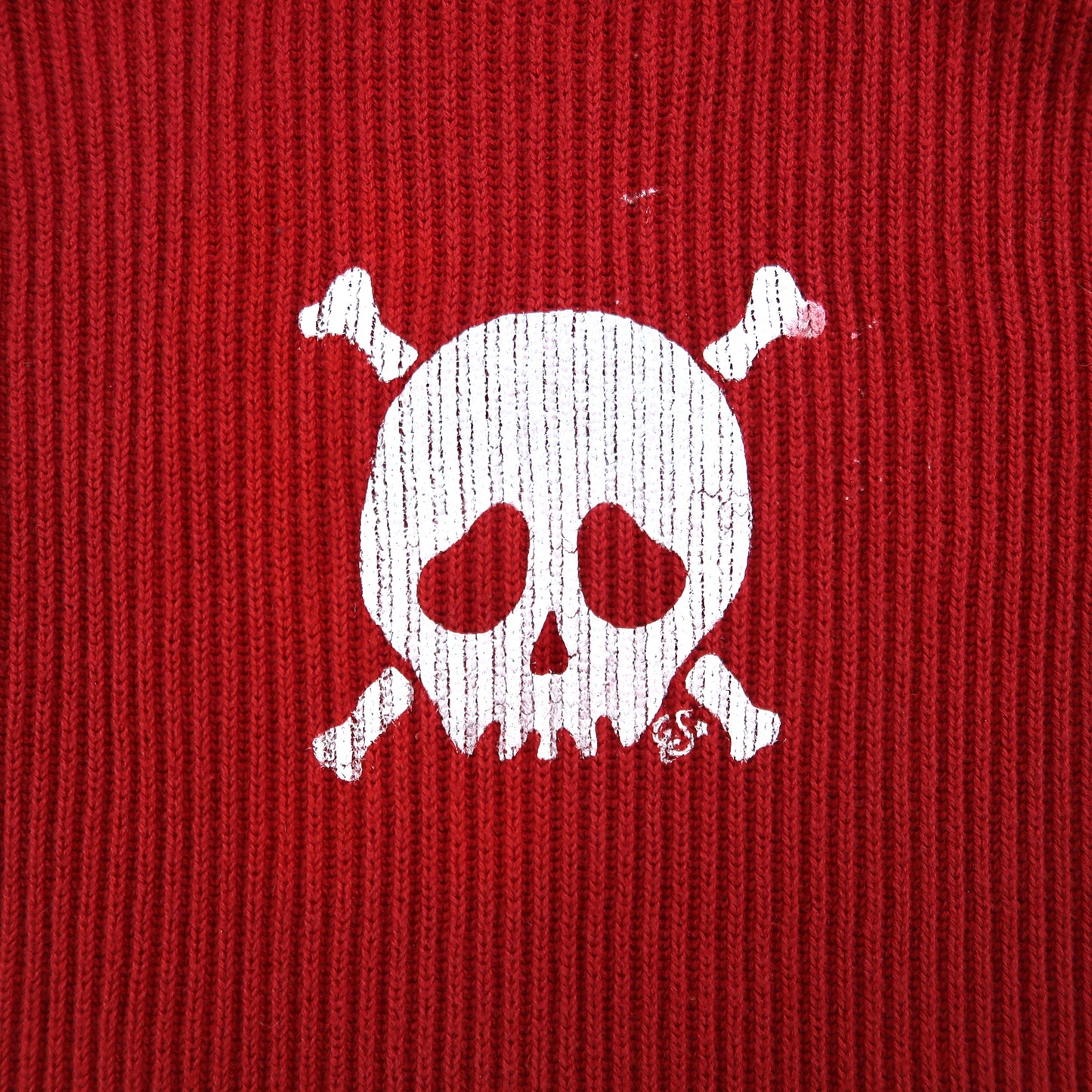 "Grim Skull" Red Ribbed Sweater - Large