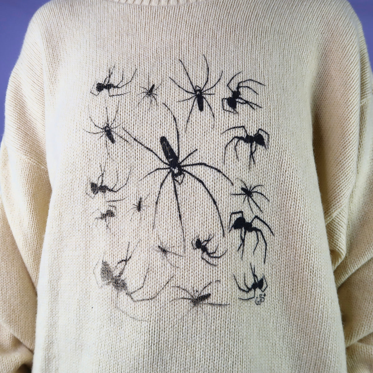 "I Love Spiders" Yellow Sweater - Large