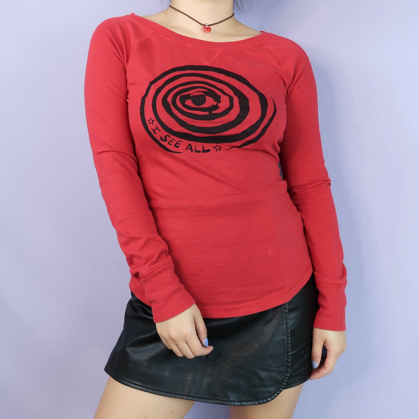 "I See All" (Eye Spiral) Red Long Sleeve - Small