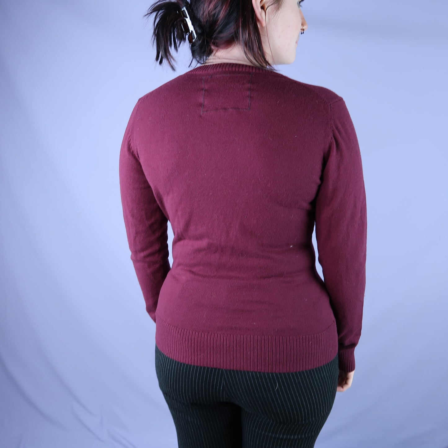 "Grim Skull" Maroon Cardigan - Medium