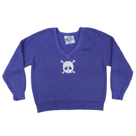 "Grim Skull" Purple Sweater - Large