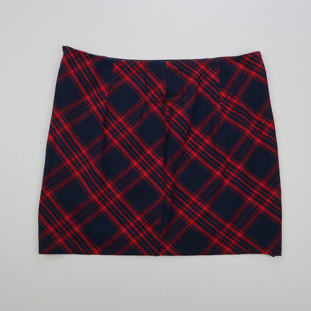 "Grim Skull" Red Plaid Skirt - Medium